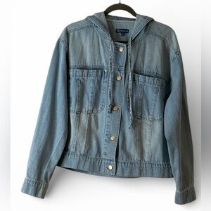 Democracy Classic Blue denim Hoodie Jacket, size Large